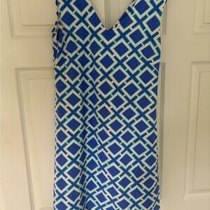 Mahi Gold Paradise Blue and White Dress. Size M.